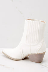 Strike A Chord White Ankle Booties - Red Dress