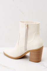 Stroll Through Town Ivory Ankle Booties - Red Dress