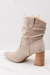 Strut This Way Taupe Ankle Booties - Red Dress
