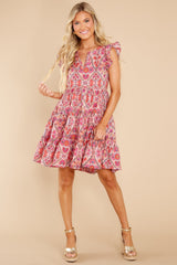 Such A Delight Pink Multi Print Dress - Red Dress