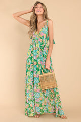 Sunkissed Feeling Green Floral Print Dress - Red Dress
