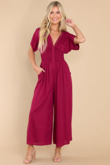 Sweet And True Cranberry Jumpsuit - Red Dress