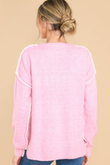 Sweet Aspirations Pink Sweater - Red Dress