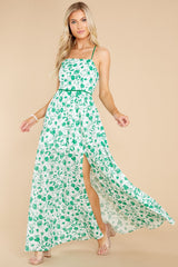 Sweet Laughter Green Floral Print Maxi Dress - Red Dress