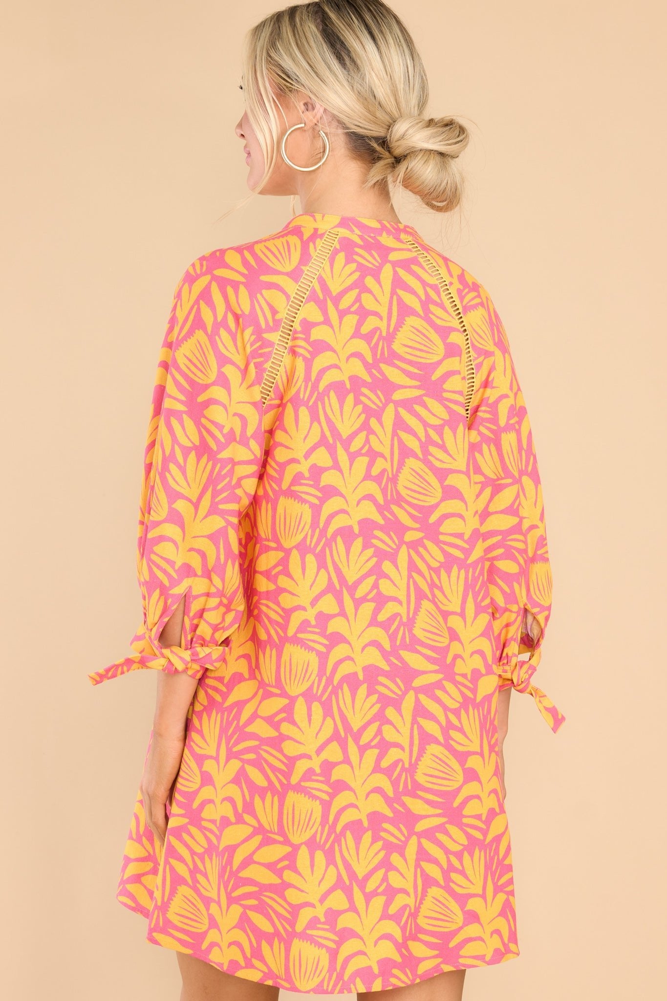 Sensational Pink Print Dress Mini Dresses Red Dress