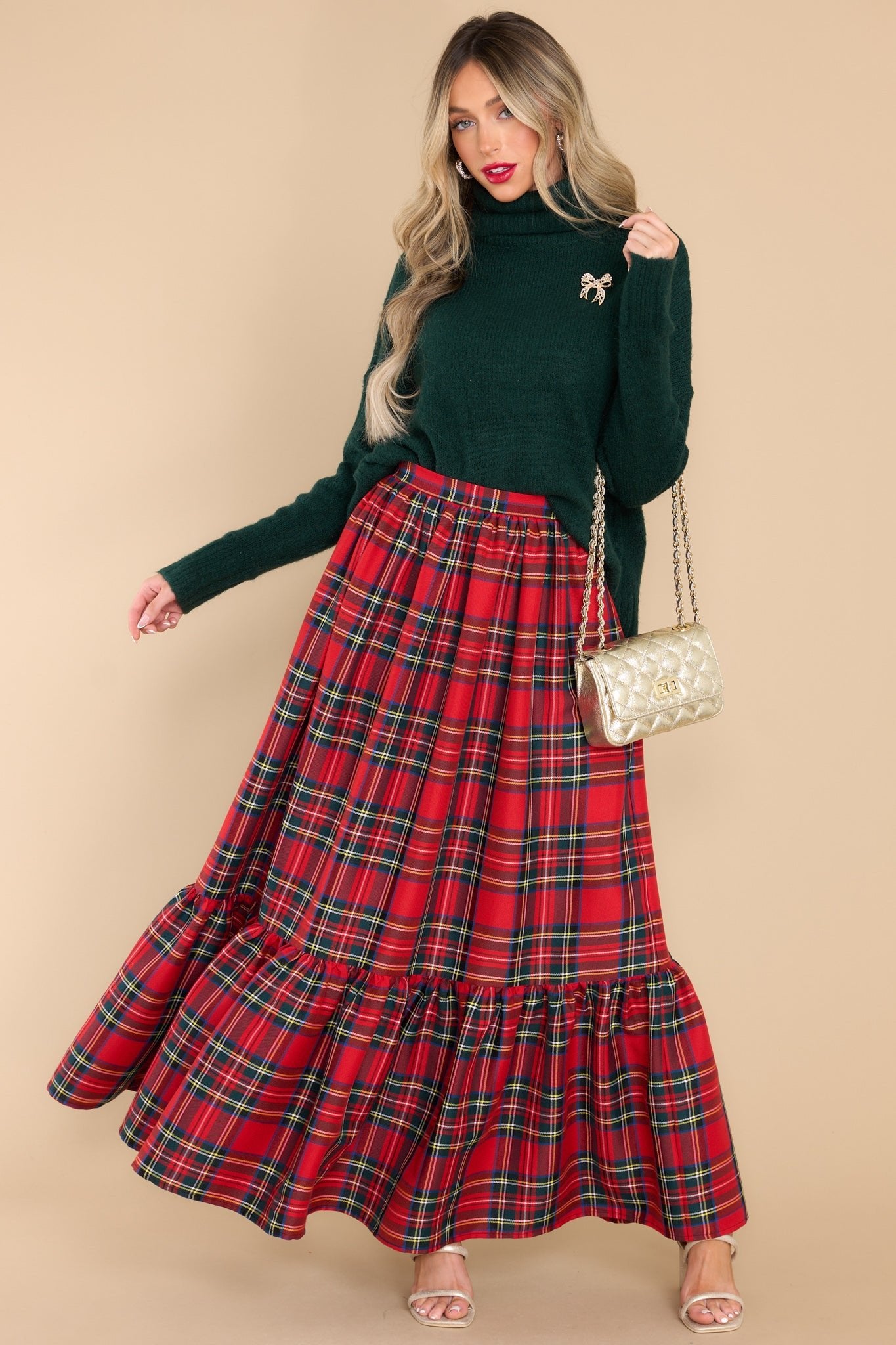 Take Your Time Red Multi Plaid Skirt - Red Dress