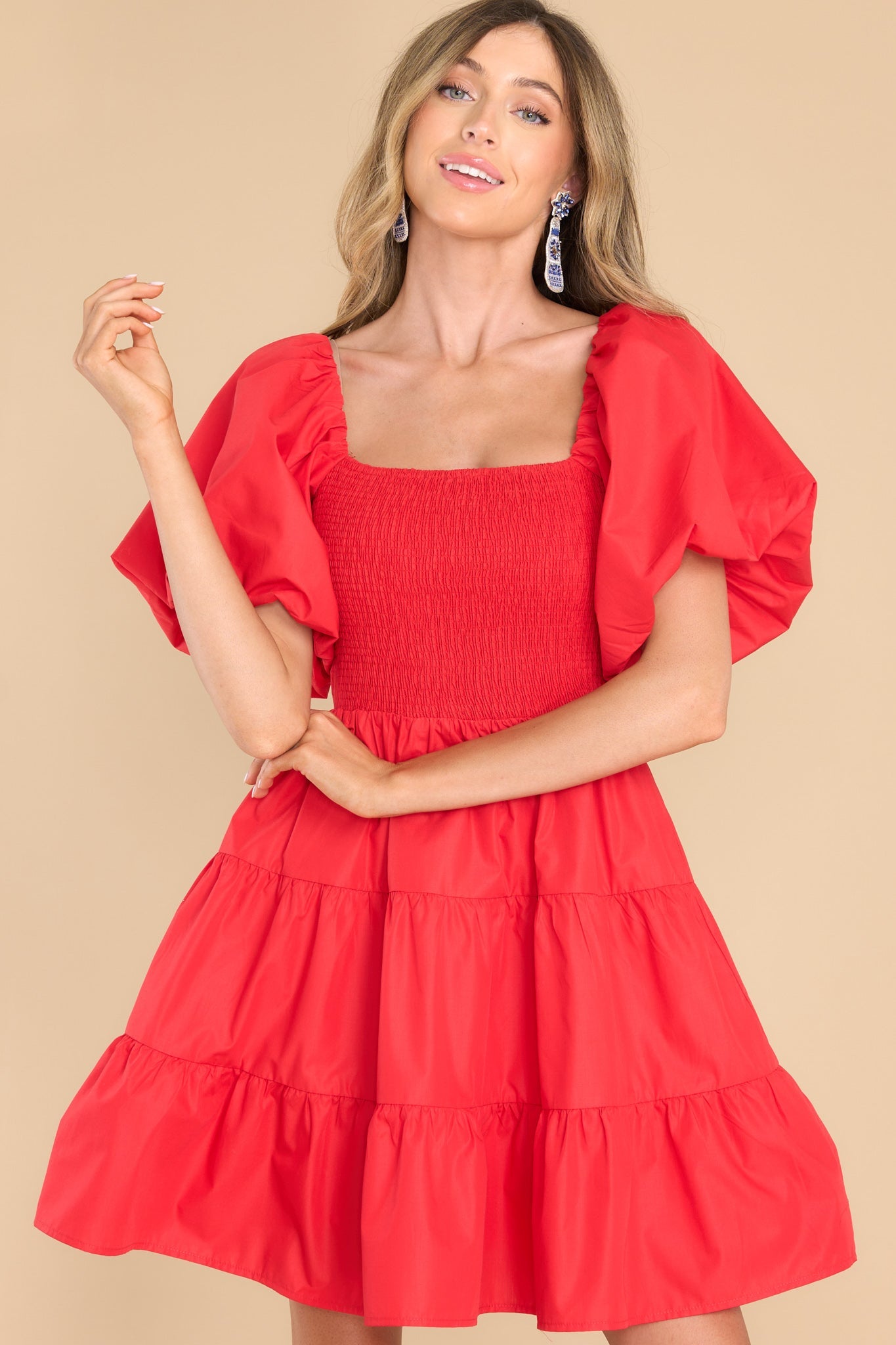 That Way Smocked Red Dress - Red Dress