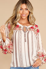 That's The Spirit Ivory Embroidered Top - Red Dress