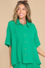 The Brightest Days Green Gauze Top - Red Dress