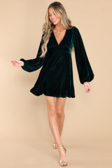 Full body view of this dress that showcases the velvet texture of the fabric.