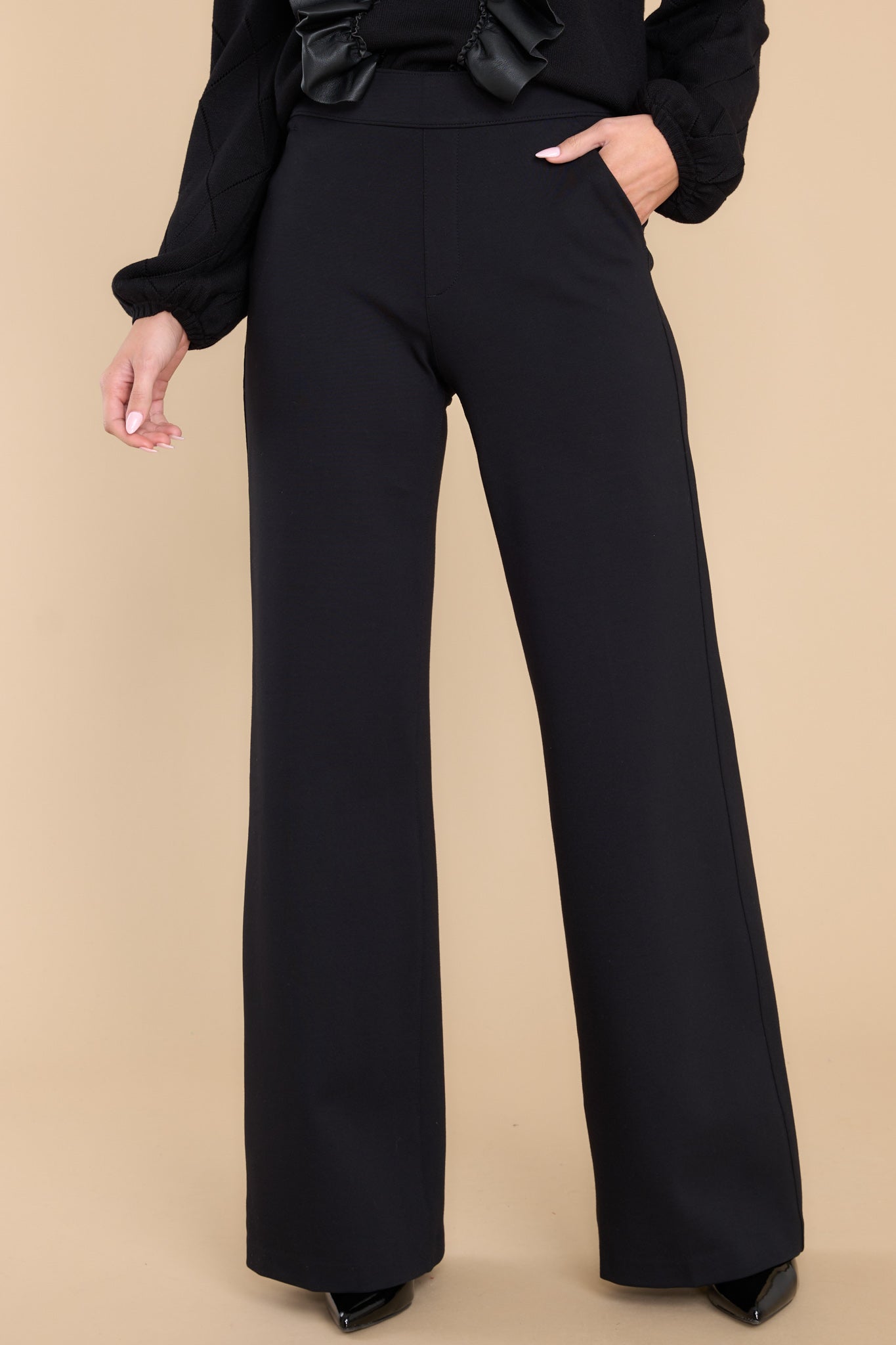 The Perfect Classic Black Wide Leg Pants - Red Dress
