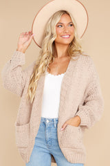 The Right Moment Taupe Knit Cardigan - Red Dress