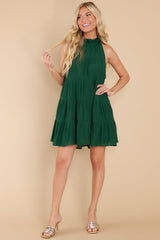 Time Of Our Lives Dark Green Dress - Red Dress