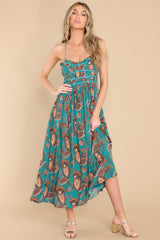 Timeless Moments Turquoise Blue Floral Print Midi Dress - Red Dress