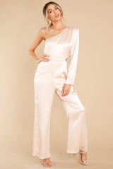 Toast Of The Town Champagne Jumpsuit - Red Dress