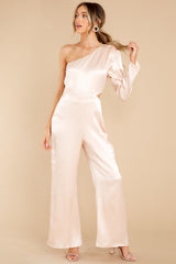 Toast Of The Town Champagne Jumpsuit - Red Dress