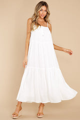Top Tier White Maxi Dress - Red Dress
