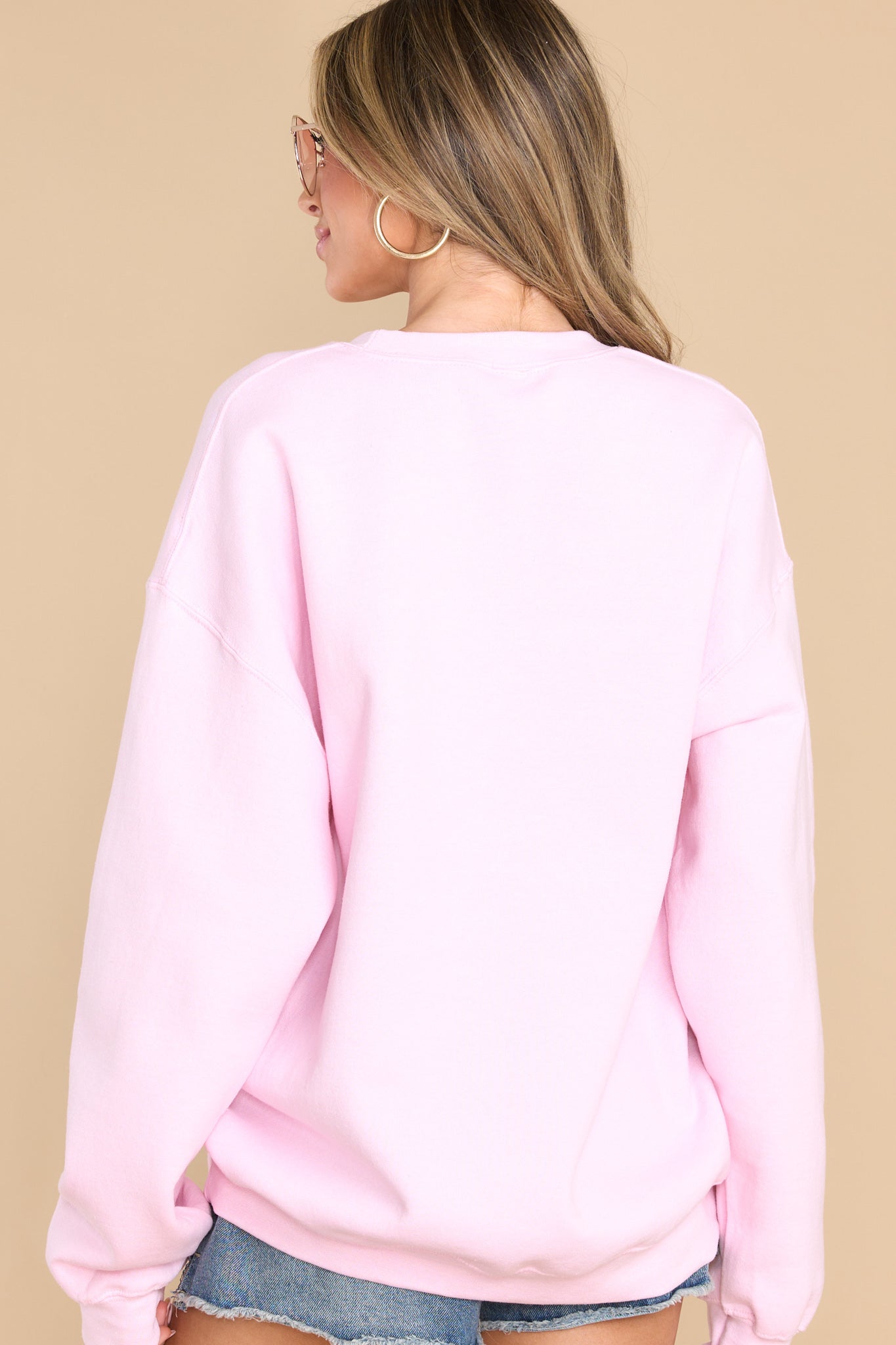 Totally Underrated Light Pink Sweatshirt - Red Dress