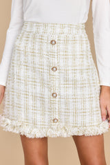 True Potential White Tweed Skirt - Red Dress
