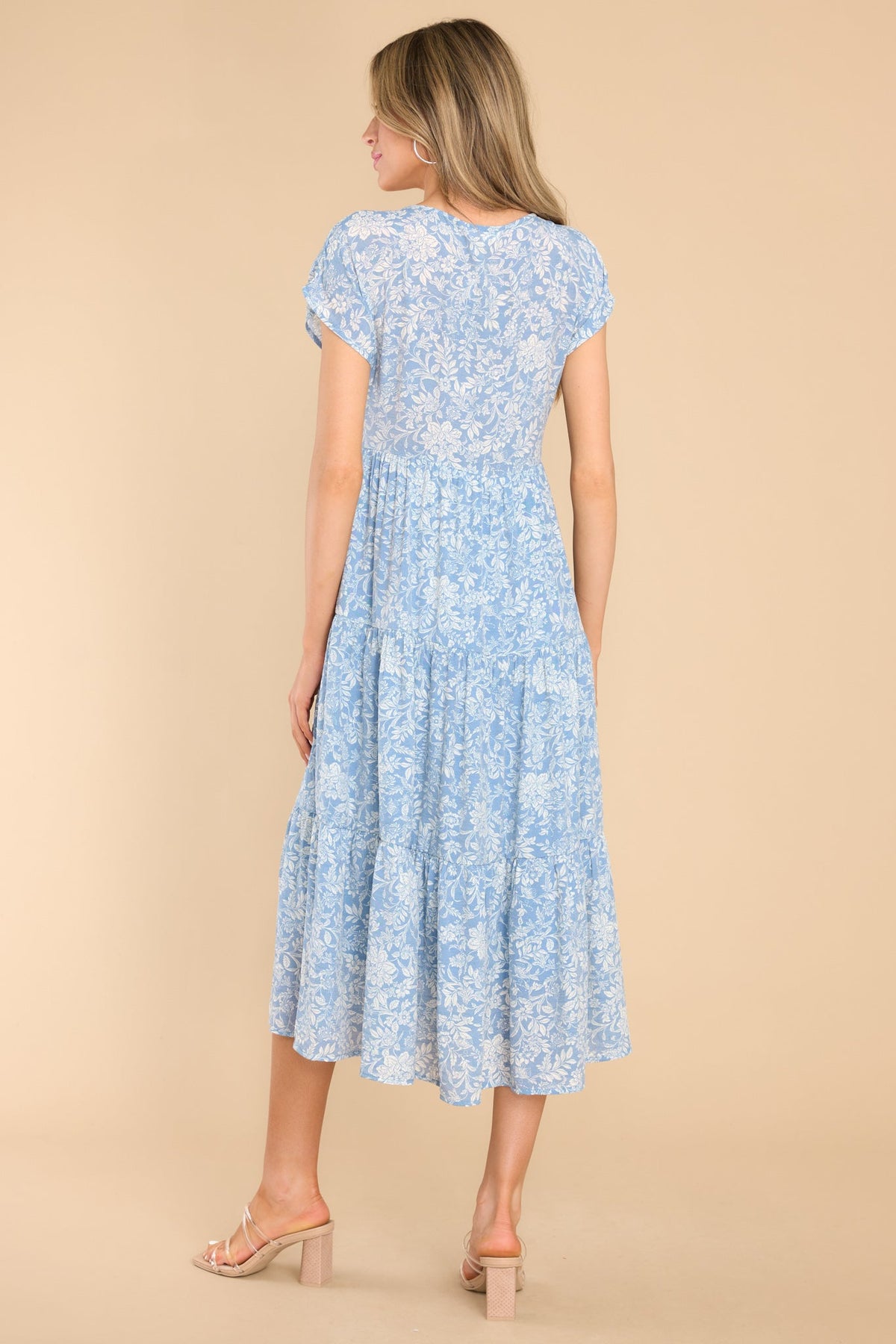 Playful Blue Floral Midi Dress