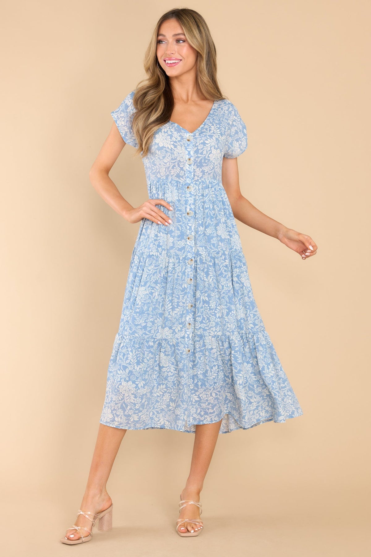 Candice Blue Floral Midi Dress