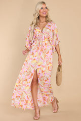 Unapologetic Feeling Pink Multi Print Maxi Dress - Red Dress