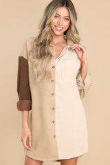 Uplift The Feeling Brown Colorblock Corduroy Tunic - Red Dress